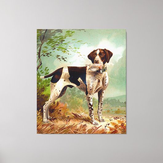 Hunter dog met vogel in de mond canvas afdruk (Voorkant)