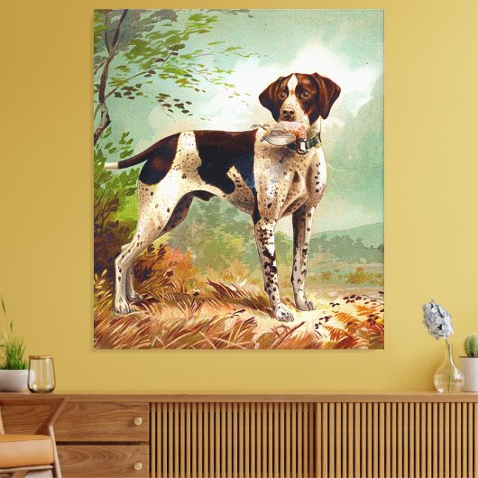 Hunter dog met vogel in de mond canvas afdruk (Insitu (Woonkamer))