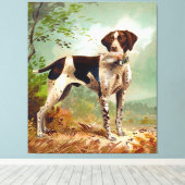 Hunter dog met vogel in de mond canvas afdruk (Insitu (Houten vloer))