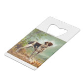 Hunter dog met vogel in de mond creditkaart flessenopener (Voorkant Gekanteld)