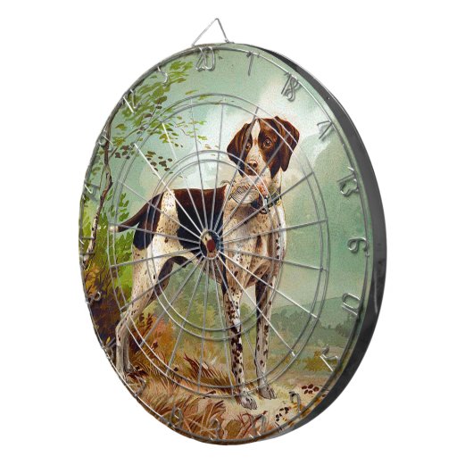 Hunter dog met vogel in de mond dartbord (Voorkant Rechts)