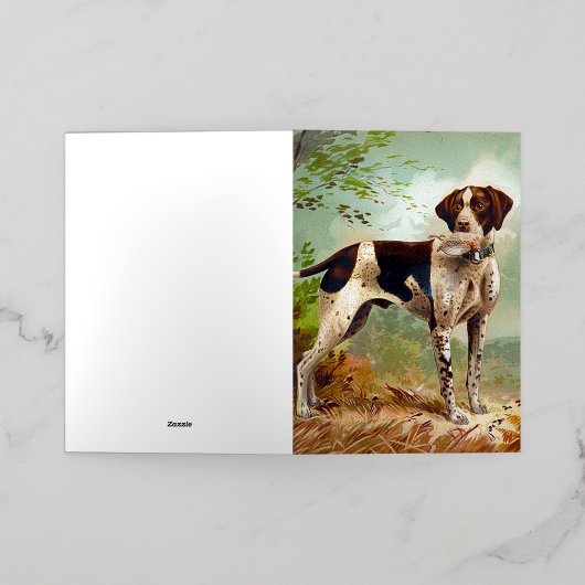 Hunter dog met vogel in de mond folie wenskaart (Buiten Laag)