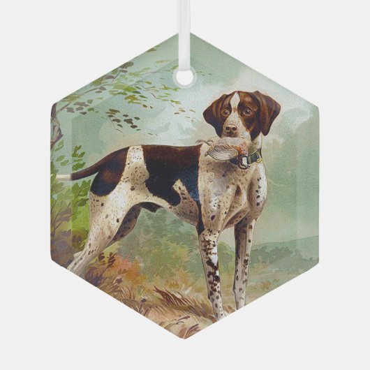 Hunter dog met vogel in de mond glas ornament (Voorkant)