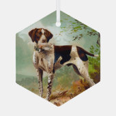 Hunter dog met vogel in de mond glas ornament (Achterkant)