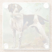 Hunter dog met vogel in de mond glazen onderzetter (Achterkant)
