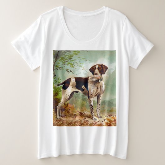 Hunter dog met vogel in de mond grote maat t-shirt (Design voorkant)