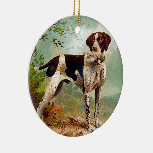 Hunter dog met vogel in de mond keramisch ornament (Rechts)