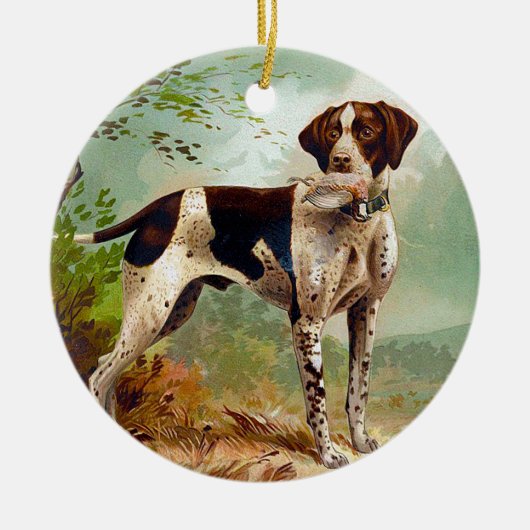 Hunter dog met vogel in de mond keramisch ornament (Voorkant)