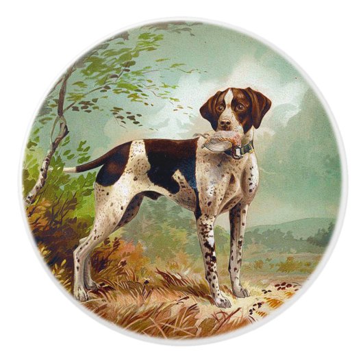 Hunter dog met vogel in de mond keramische knop (Voorkant)
