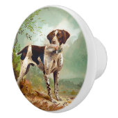 Hunter dog met vogel in de mond keramische knop (Rechts)