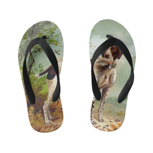 Hunter dog met vogel in de mond kinder teenslippers (Voetbed)