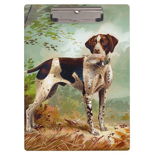 Hunter dog met vogel in de mond klembord (Voorkant)