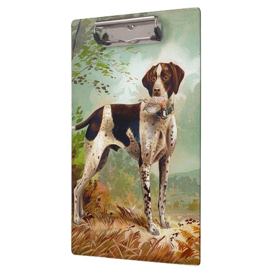 Hunter dog met vogel in de mond klembord (Links)