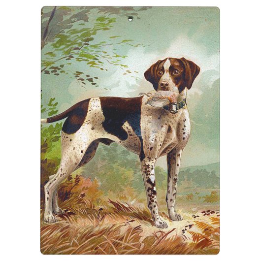 Hunter dog met vogel in de mond klembord (Achterkant)