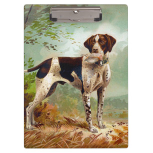 Hunter dog met vogel in de mond klembord