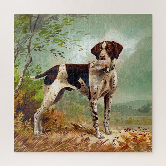 Hunter dog met vogel in de mond legpuzzel (Verticaal)