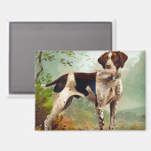 Hunter dog met vogel in de mond magneet (Voorkant / Achterkant)