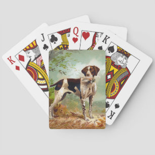 Hunter dog met vogel in de mond pokerkaarten