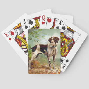 Hunter dog met vogel in de mond pokerkaarten