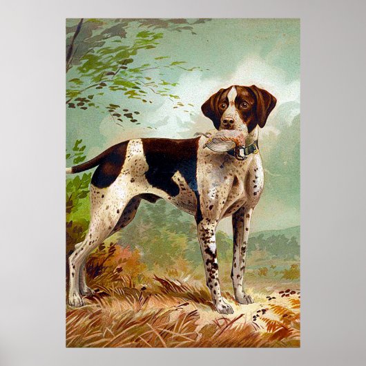 Hunter dog met vogel in de mond poster (Voorkant)