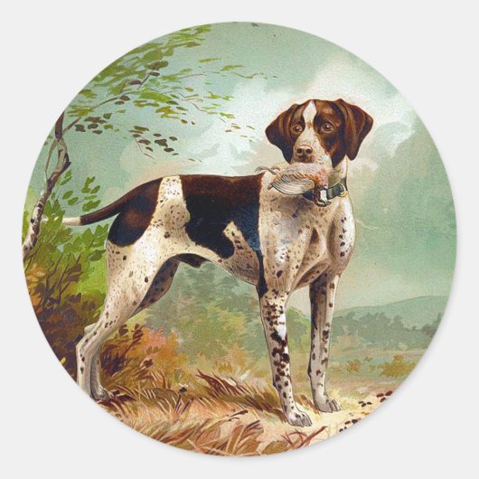 Hunter dog met vogel in de mond ronde sticker (Voorkant)