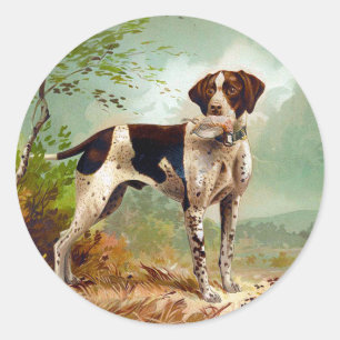 Hunter dog met vogel in de mond ronde sticker