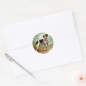 Hunter dog met vogel in de mond ronde sticker (Envelop)