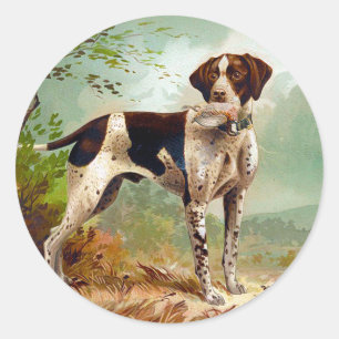 Hunter dog met vogel in de mond ronde sticker