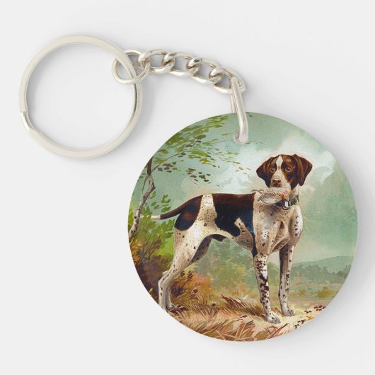 Hunter dog met vogel in de mond sleutelhanger (Voorkant)