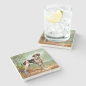 Hunter dog met vogel in de mond stenen onderzetter (Zijkant)