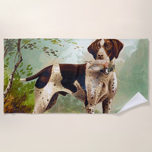 Hunter dog met vogel in de mond strandlaken (Voorkant)