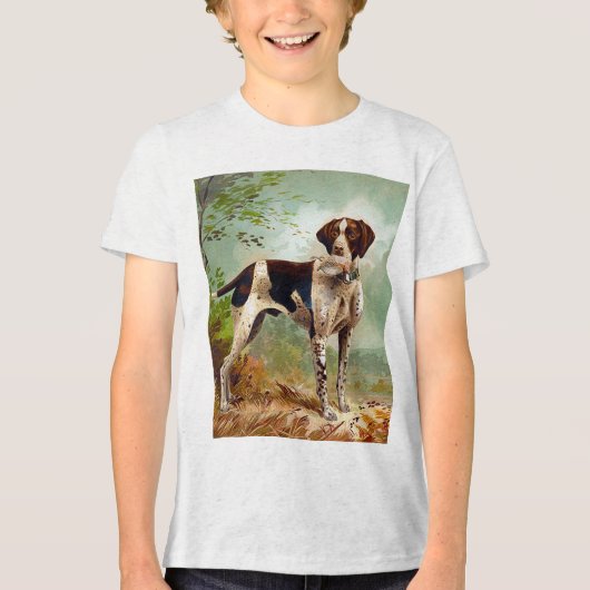 Hunter dog met vogel in de mond Tri-Blend shirt (Voorkant)