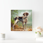 Hunter dog met vogel in de mond vierkante klok (Huis)