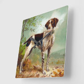Hunter dog met vogel in de mond vierkante klok (Hoek)