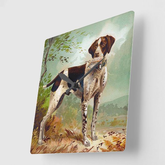 Hunter dog met vogel in de mond vierkante klok (Hoek)