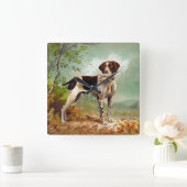 Hunter dog met vogel in de mond vierkante klok (Huis)