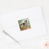 Hunter dog met vogel in de mond vierkante sticker (Envelop)
