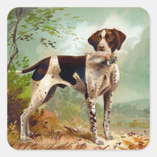 Hunter dog met vogel in de mond vierkante sticker