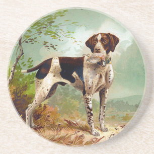 Hunter dog met vogel in de mond zandsteen onderzetter