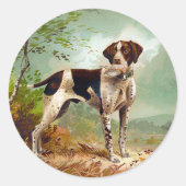 Hunter dog with bird in mouth ronde sticker (Voorkant)