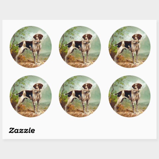 Hunter dog with bird in mouth ronde sticker (Vel)