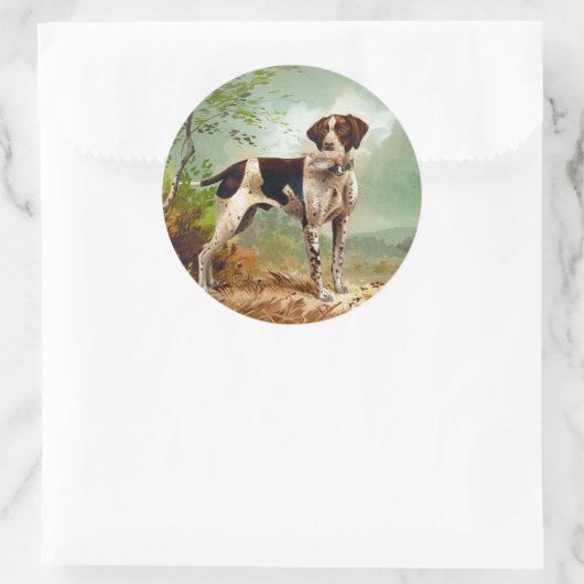 Hunter dog with bird in mouth ronde sticker (Tas)