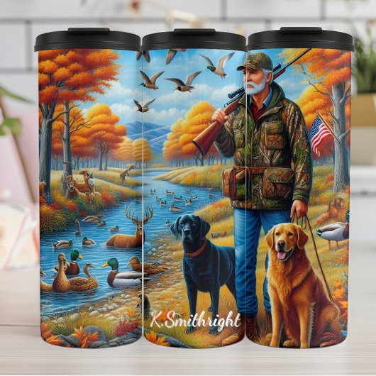 Hunter Dogs Autumn River Scene Thermosbeker