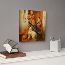 Hunter en Boy door Arthur Fitzwilliam Tait 1876 Vierkante Klok