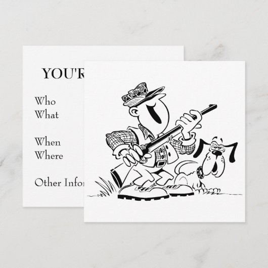 Hunter en Dog Cartoon Kaart (Voorkant / Achterkant)