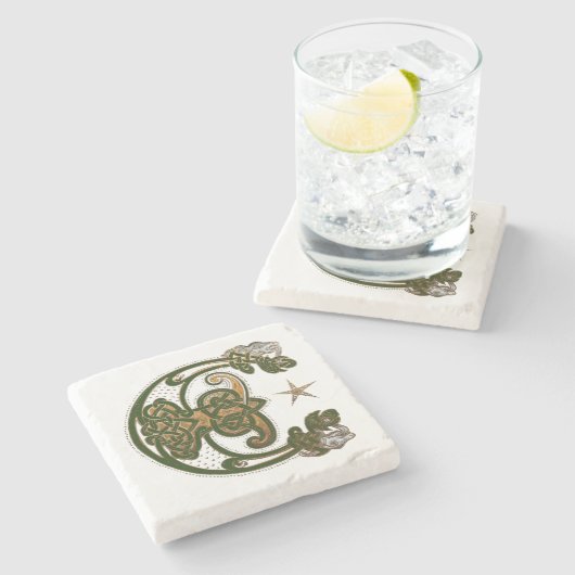 Hunter en Gold Celtic Stenen Onderzetter (Zijkant)