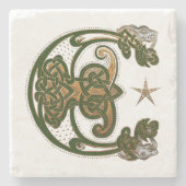 Hunter en Gold Celtic Stenen Onderzetter (Voorkant)