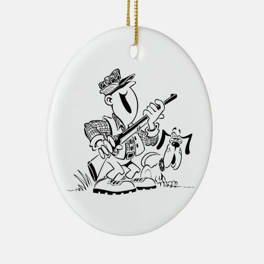 Hunter en Pistool Dog Cartoon Keramisch Ornament (Rechts)