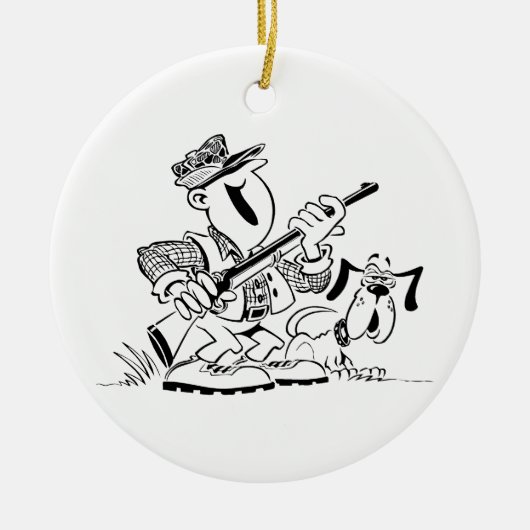 Hunter en Pistool Dog Cartoon Keramisch Ornament (Voorkant)