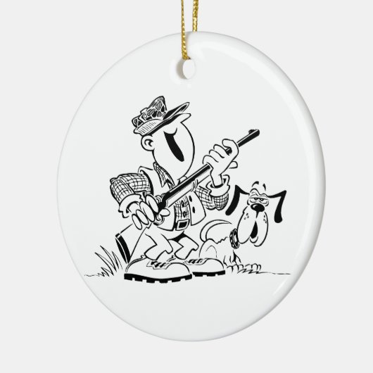 Hunter en Pistool Dog Cartoon Keramisch Ornament (Links)